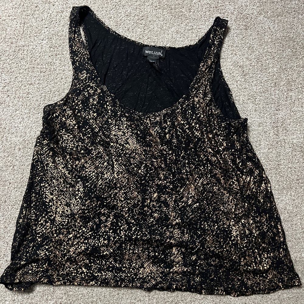 Wet Seal Black and Gold Tank Top
